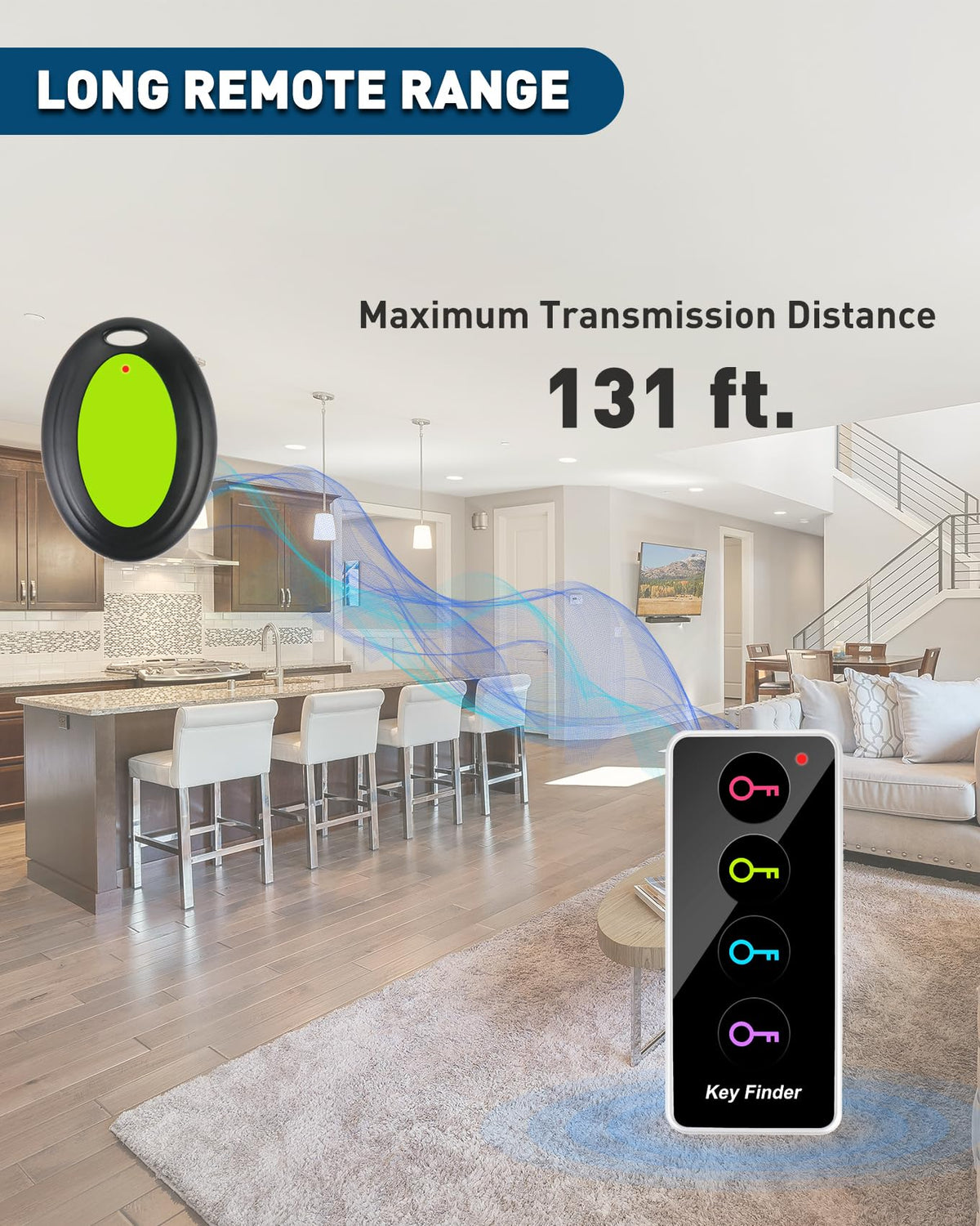 midlocater receiver attached to keyring for quick item recovery