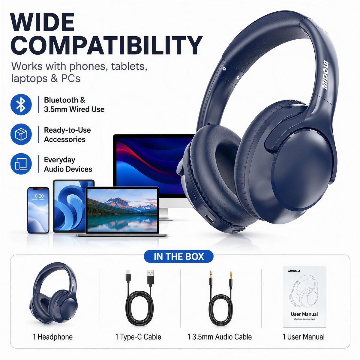 MIDOLA Bluetooth 5.4 connection enables stable pairing and reliable range.