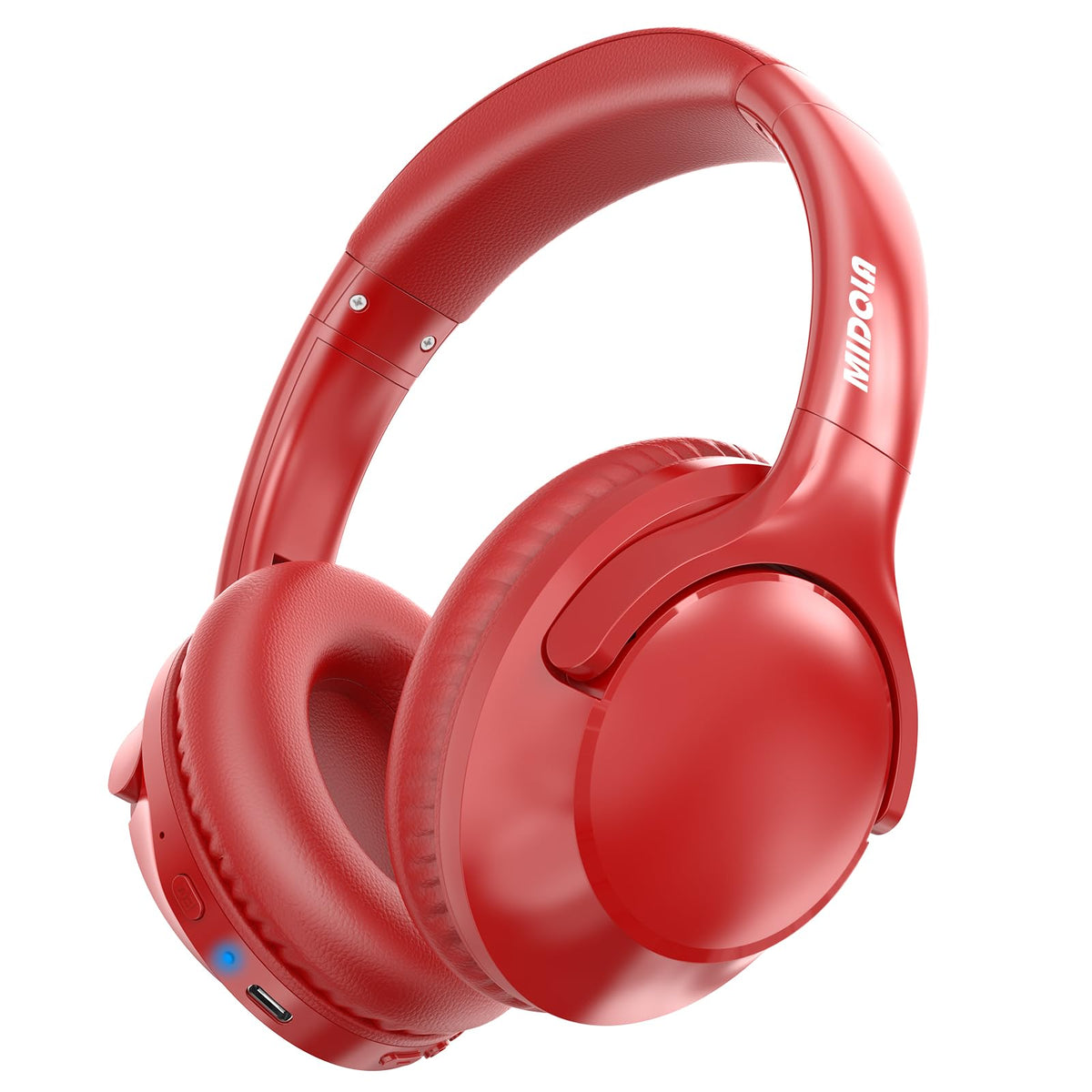 MIDOLA Bluetooth headphones folded for travel, compact and easy to store.