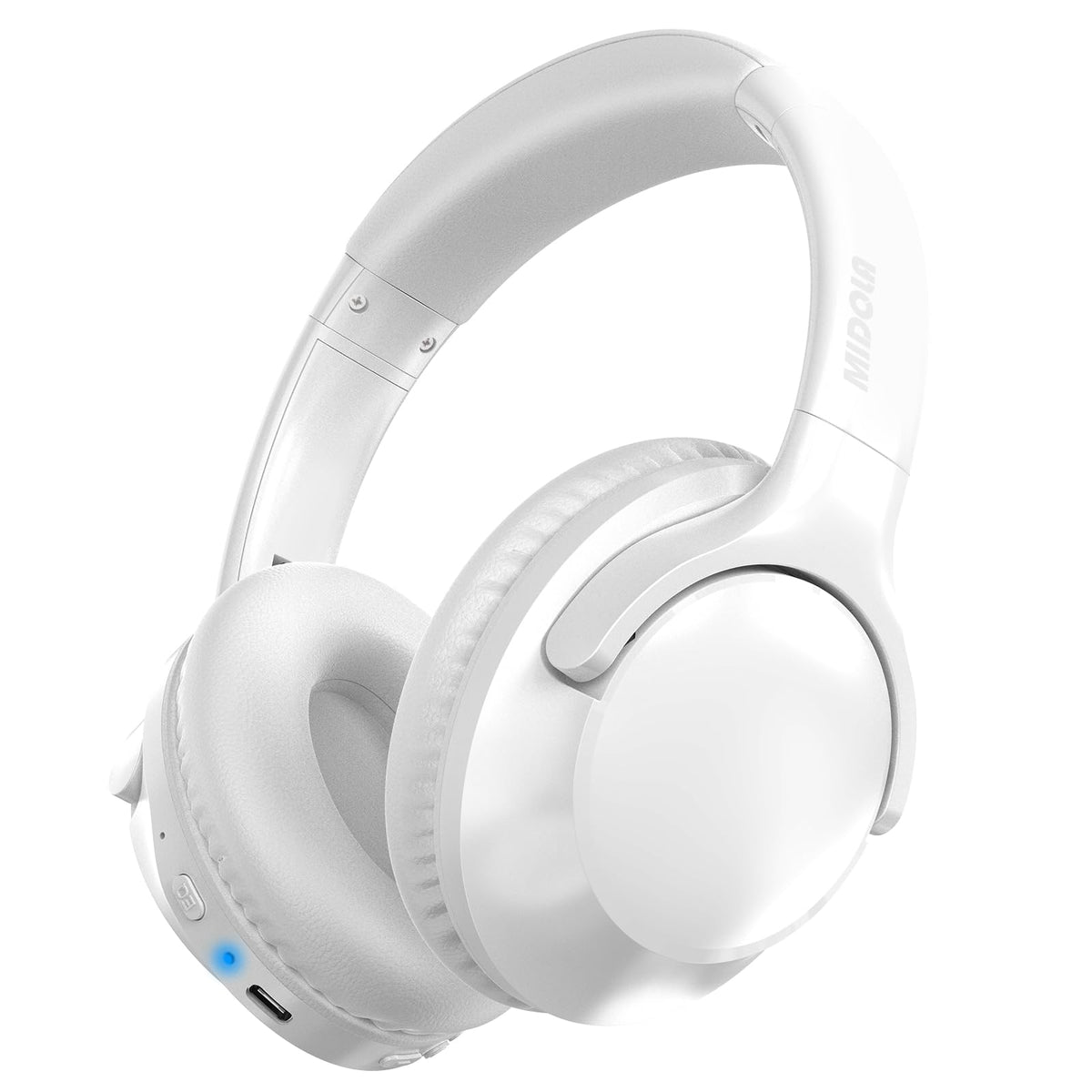 Midola Bluetooth headphones folded for travel and compact storage.