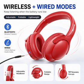 MIDOLA headphones with 3.5mm wired option for reliable use when wireless isn't available.