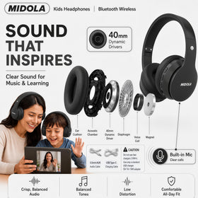 MIDOLA comfortable cushions and adjustable headband for growing kids