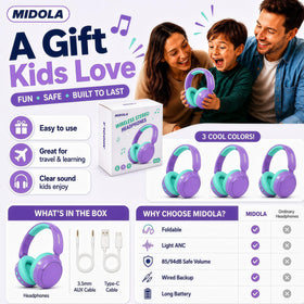 MIDOLA 40mm drivers deliver clear sound for classes and music.