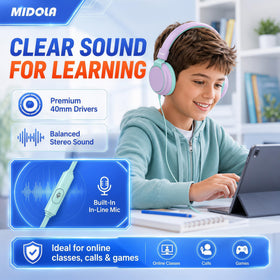 MIDOLA Headphones built-in mic handy for online classes.