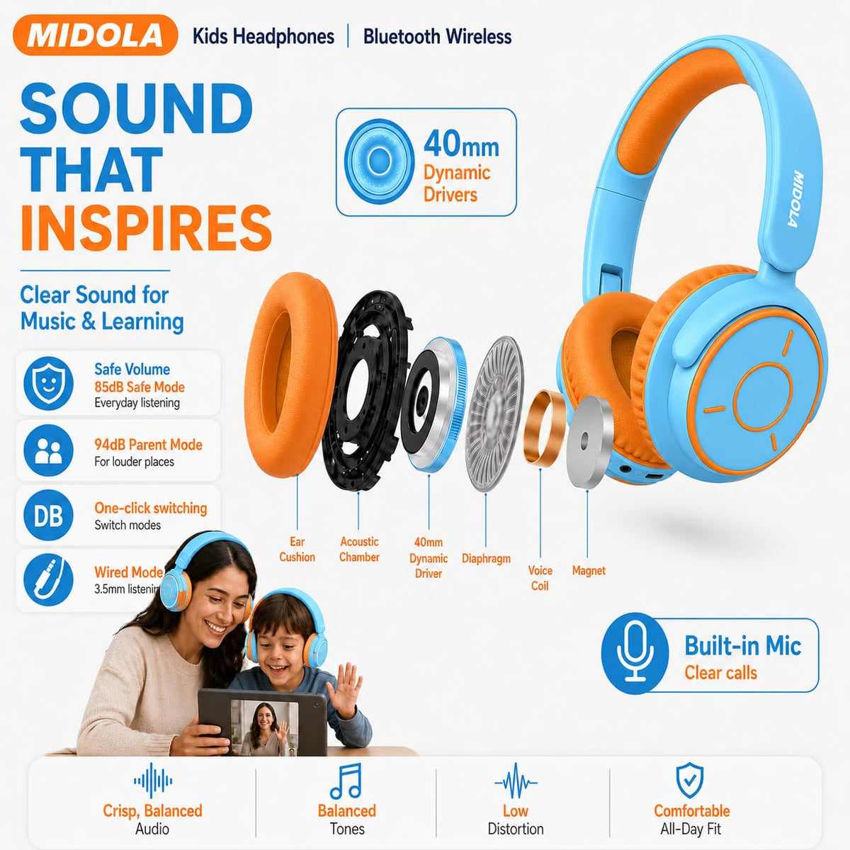 MIDOLA adjustable headband grows from toddlers to teens