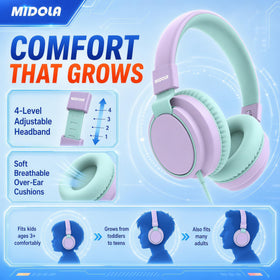 MIDOLA Headphones foldable design fits in school backpacks.