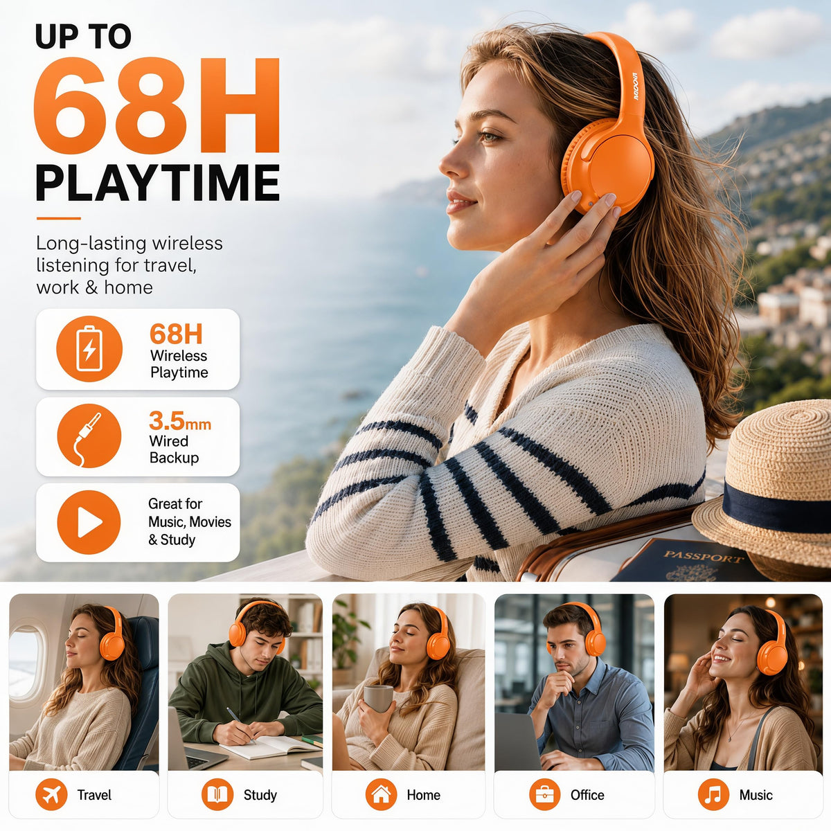 MIDOLA foldable headphones with memory-protein cushions for comfort