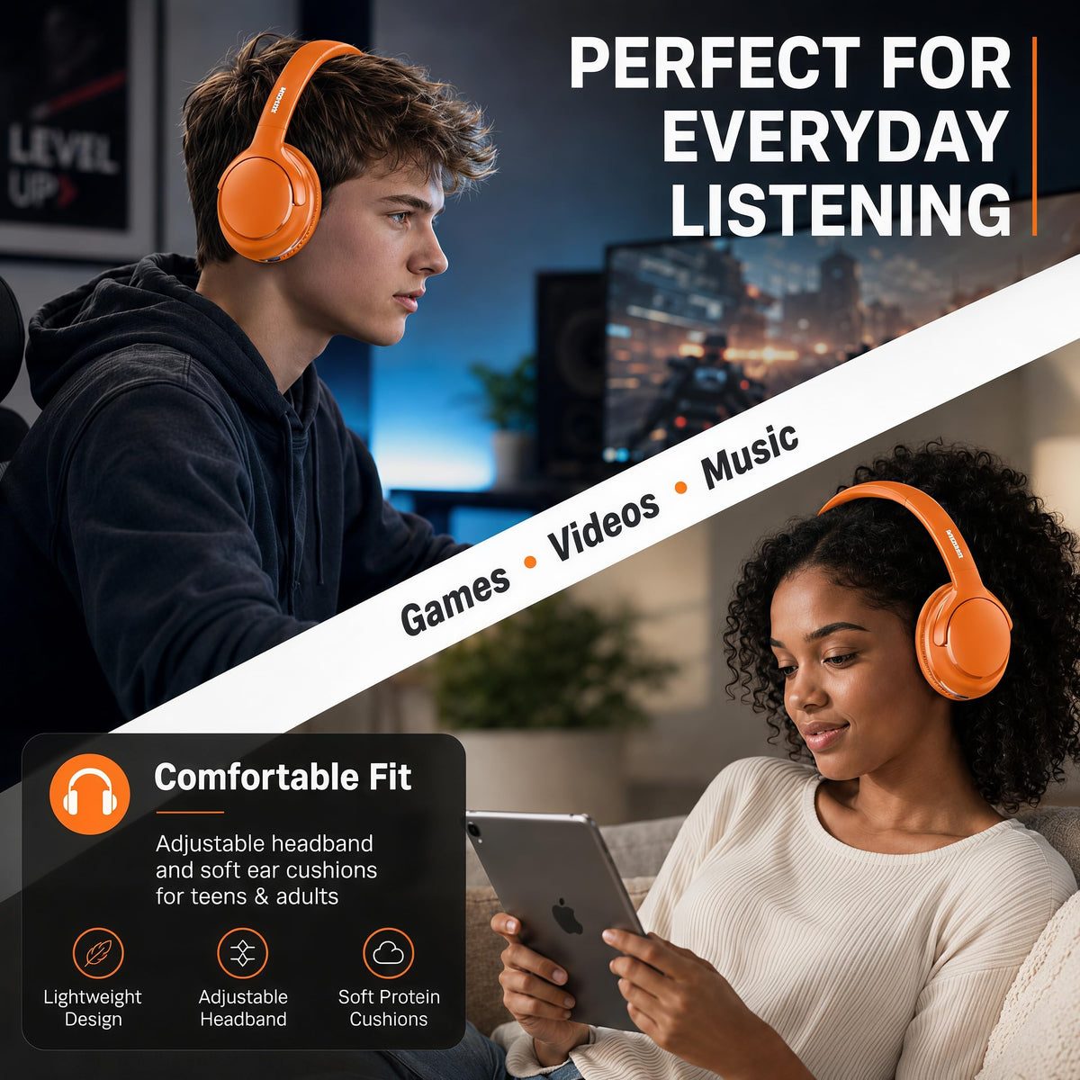 MIDOLA package includes foldable headset, 3.5 mm cable, USB-C charger, manual