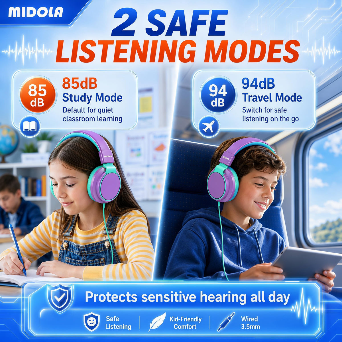 MIDOLA suitable for teens and adults with volume-limiting feature