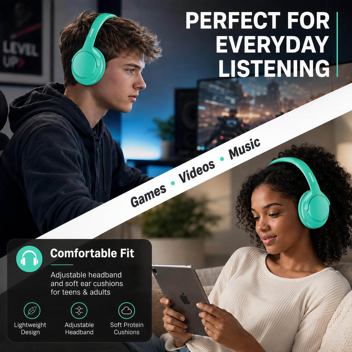 MIDOLA wired backup via 3.5mm cable for uninterrupted listening