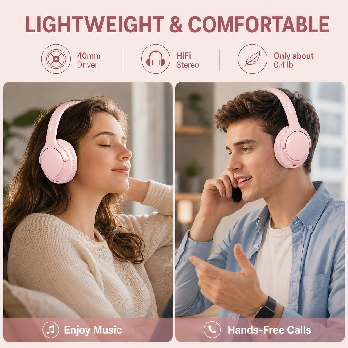 MIDOLA hi-fi-stereo pink provides rich sound for music and movies