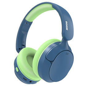 Midola Kids Bluetooth headphones folded blue for compact travel.