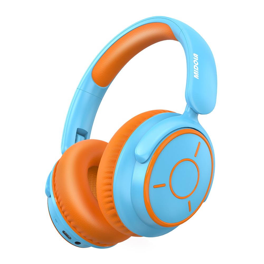 MIDOLA Kids sky blue headphones with soft cushions for long wear