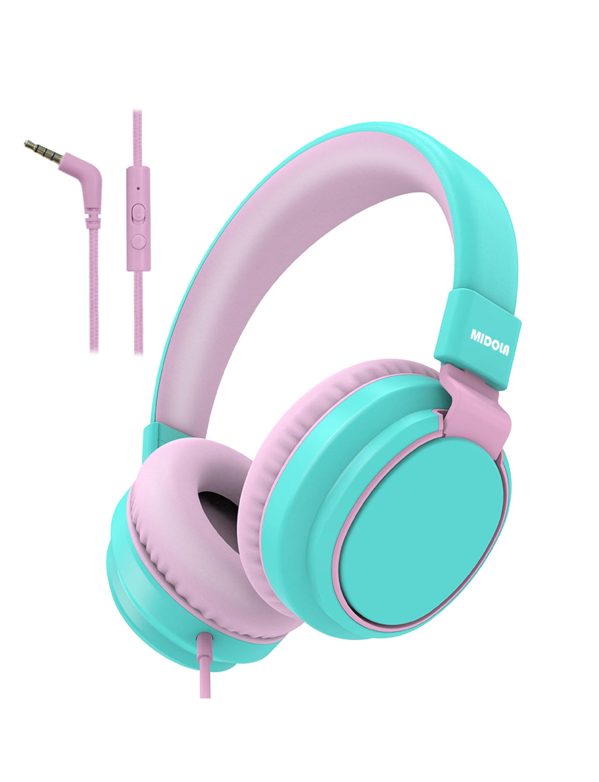 MIDOLA Kid headphones cyan folded for compact storage and travel convenience