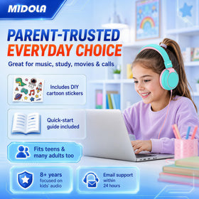 MIDOLA Kid headphones cyan soft ear cushions for comfortable wear