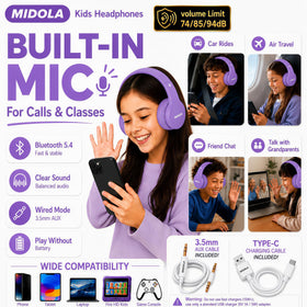 MIDOLA 4-level headband adjusts from toddlers to teens for a perfect fit.