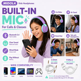 Midola 40mm drivers deliver clear stereo sound for kids