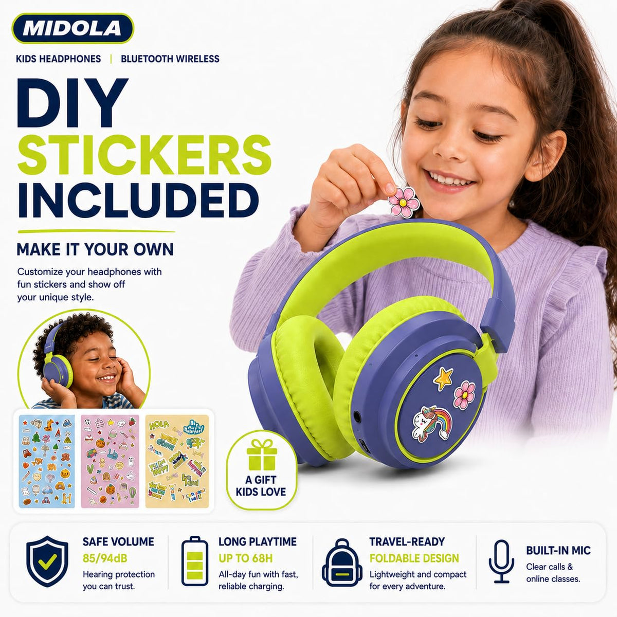 40mm drivers deliver clear stereo sound on MIDOLA