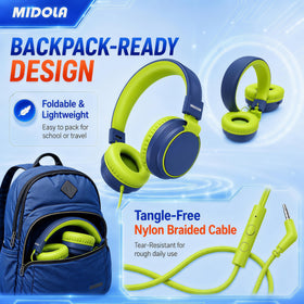 Midola Kids Headphones 40mm drivers deliver clear, balanced sound.