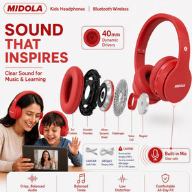MIDOLA Kids Headphones 40mm drivers for clear stereo sound