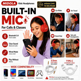 MIDOLA Kids Headphones adjustable headband for growing kids