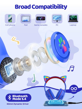 Midola Kids Headphones with 3.5mm AUX for wired listening.