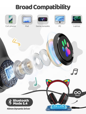 MIDOLA Headphones with 3.5mm AUX cable for wired listening