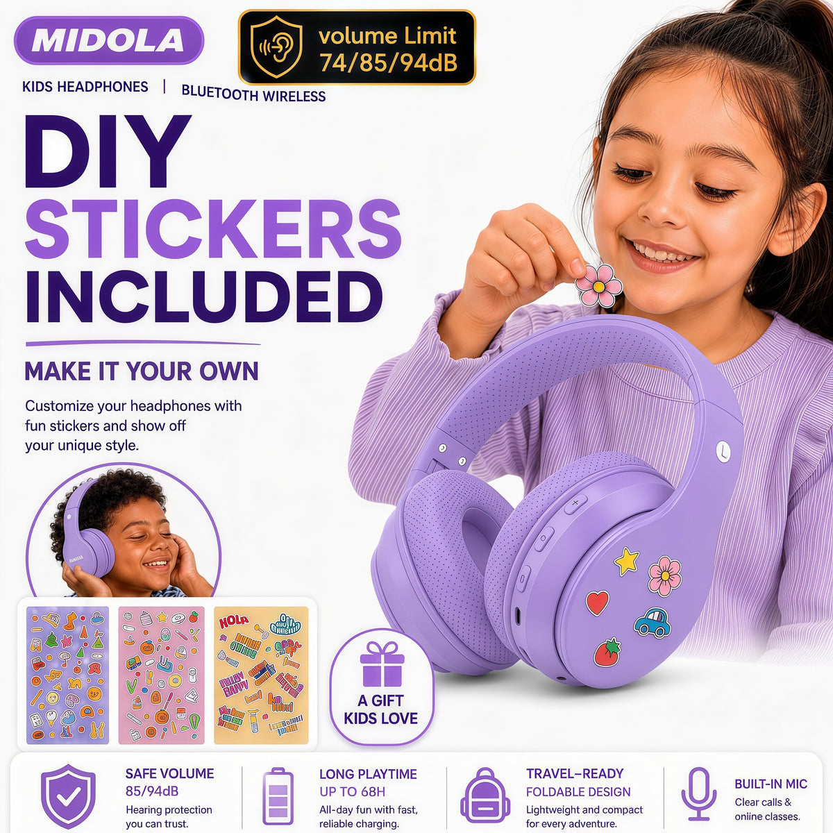 MIDOLA wired option via 3.5mm for uninterrupted listening.