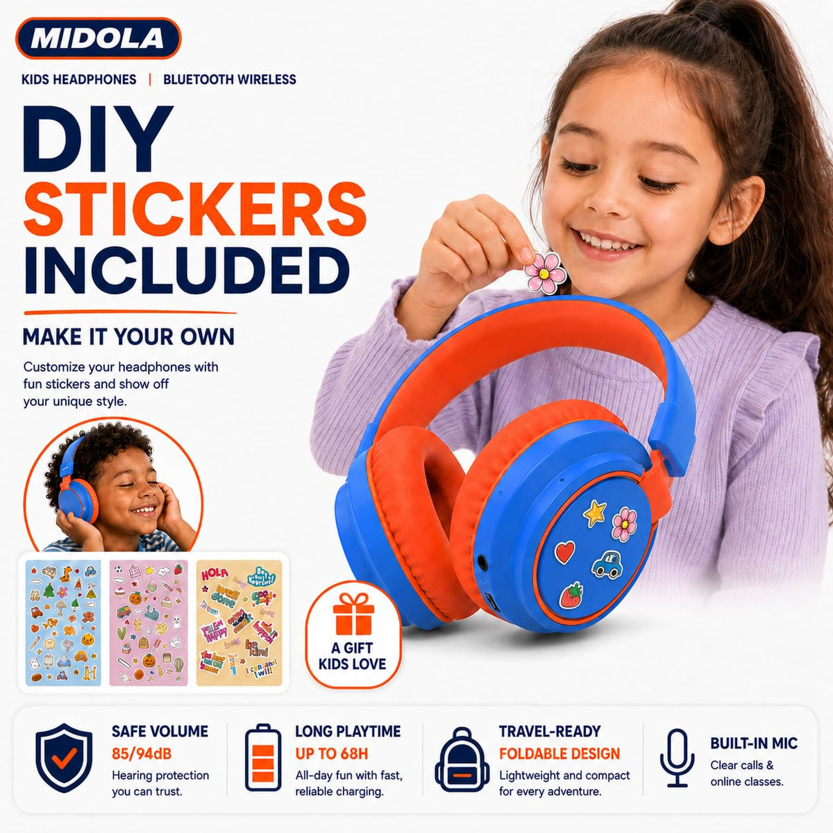 MIDOLA foldable blue design fits backpacks and carry-ons.