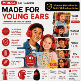 MIDOLA Kids Headphones Bluetooth 5-3 with up to 60 hours of wireless playtime