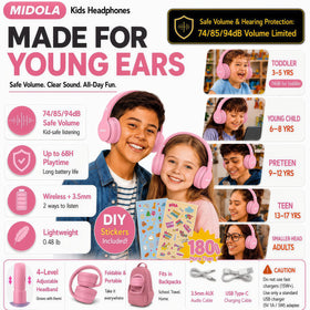 MIDOLA Kids headphones Bluetooth pairing for wireless learning and play
