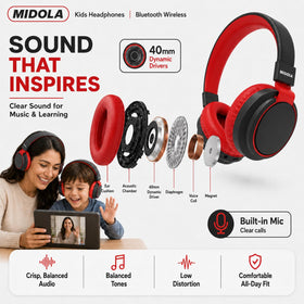 MIDOLA Kids Headphones built-in microphone enables clear hands-free calls.