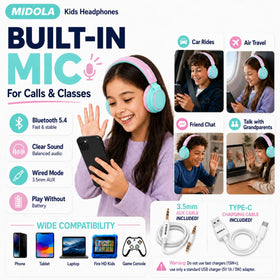 MIDOLA cyan headphones offering up to 68 hours of playtime.