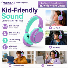 Midola headphones detachable AUX cord for wired listening when needed