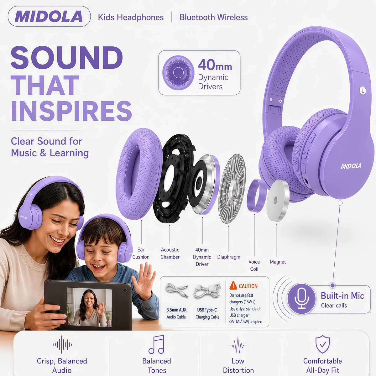 MIDOLA folded headphones showing compact storage in a backpack.
