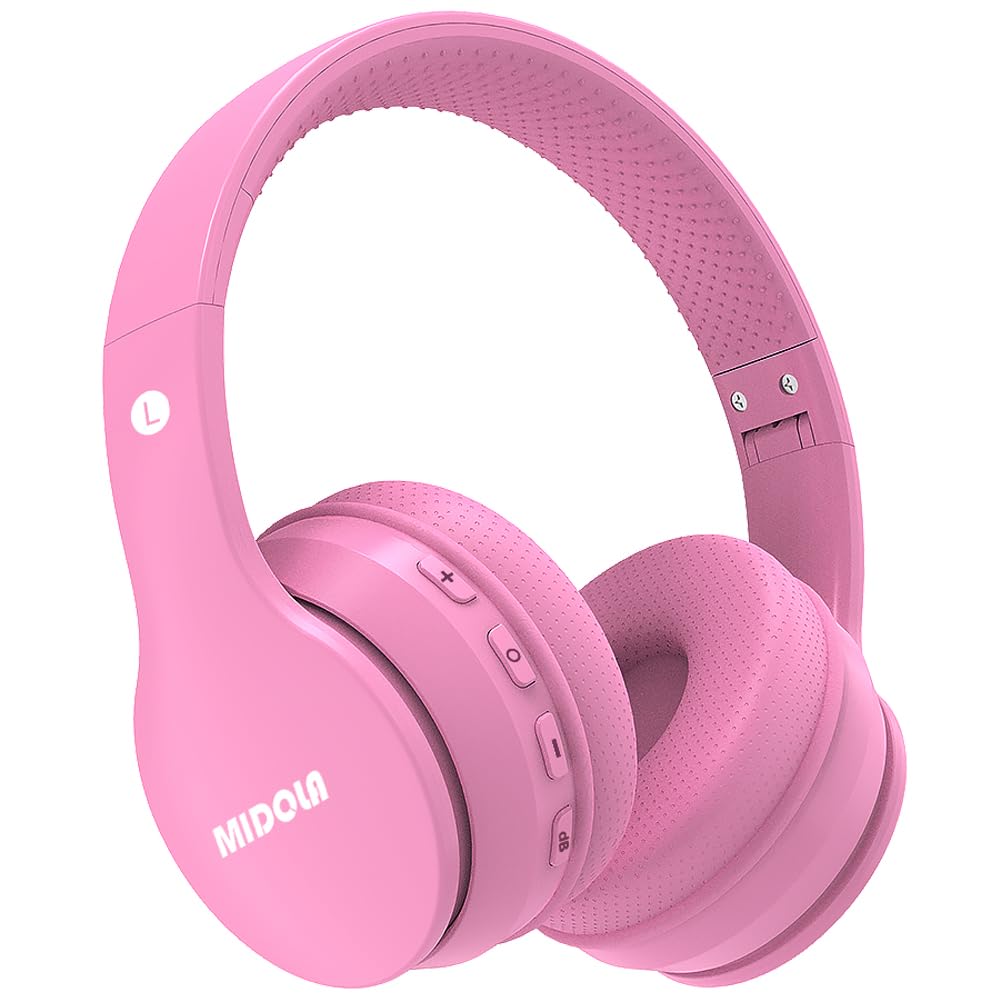MIDOLA Kids headphones folded pink for compact travel and easy storage
