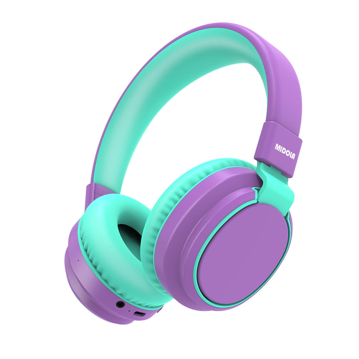 Midola Kids Headphones folded purple for easy travel and storage