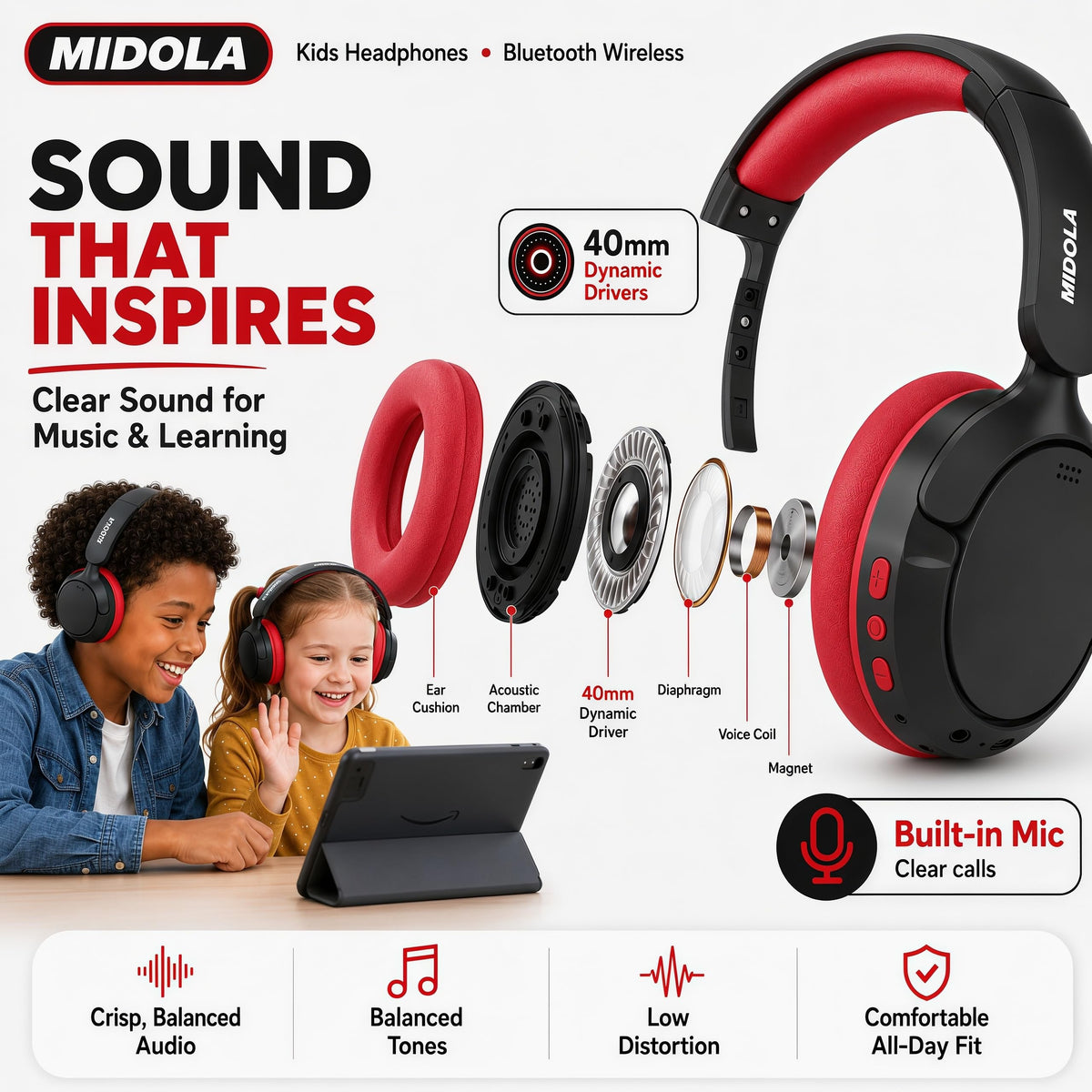 Midola Lightweight design for portable listening on the go