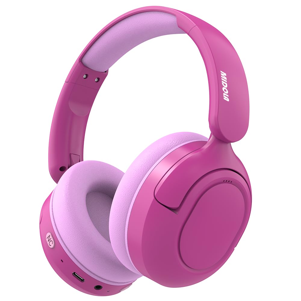 Midola Kids Headphones Rose Pink folded for compact storage and travel