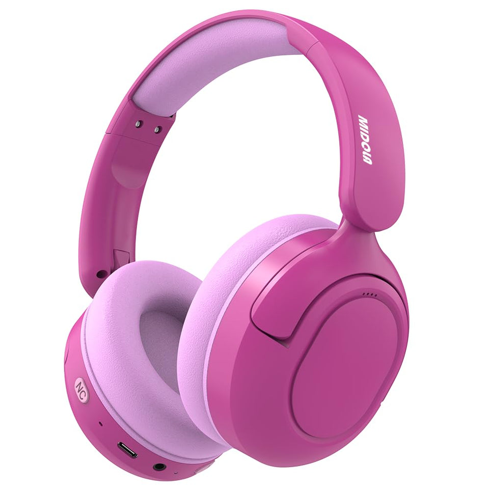 Midola Kids Headphones Rose Pink folded for compact storage and travel