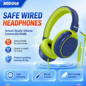 Midola Kids Headphones with soft ear cushions for comfort during study.