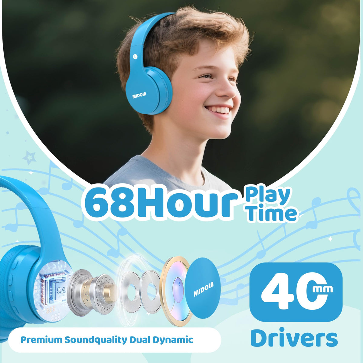 Midola headphones with ultra-soft ear cushions for long wear.