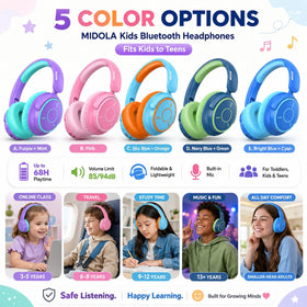 Pink MIDOLA kids headphones with playful look
