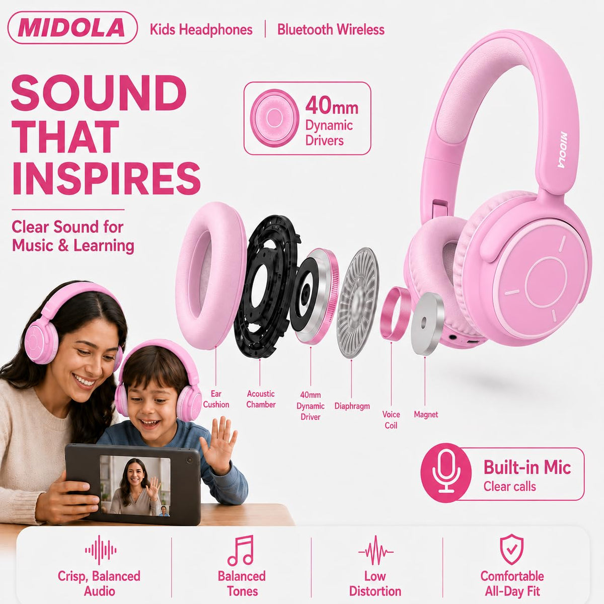 Rapid Bluetooth pairing connects devices quickly for kids