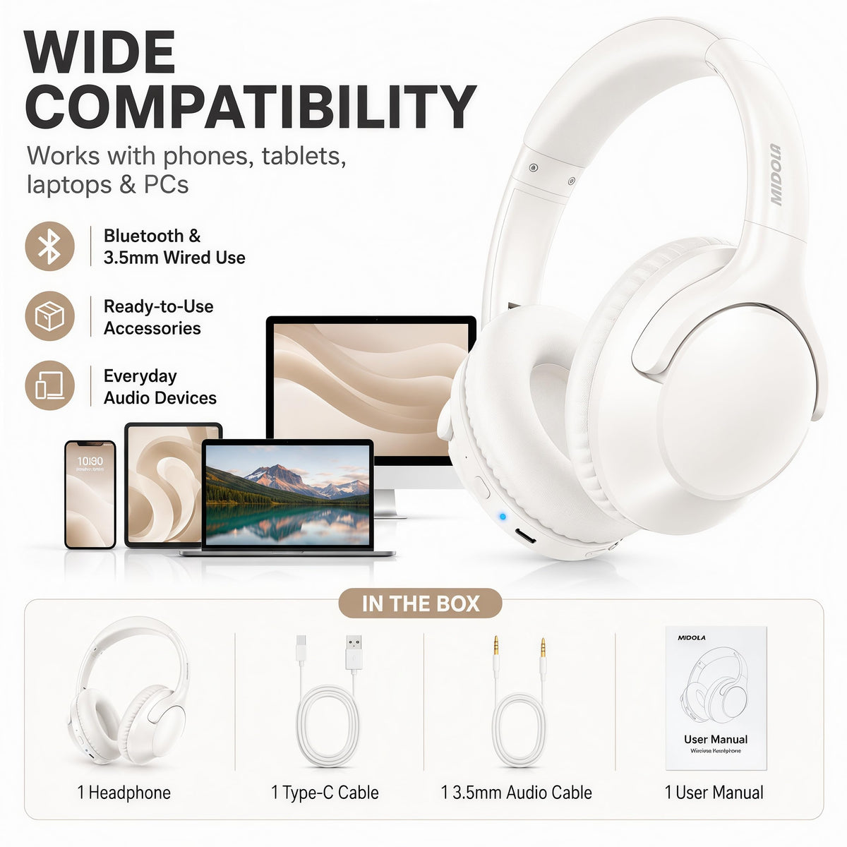 Midola lightweight foldable design offers portable comfort.