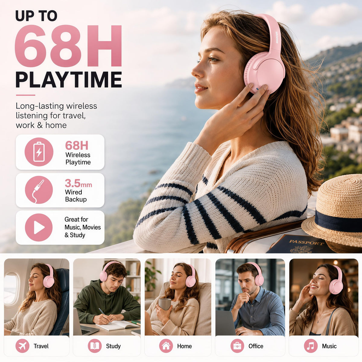 MIDOLA memory-foam earmuffs pink offer comfortable listening during long sessions