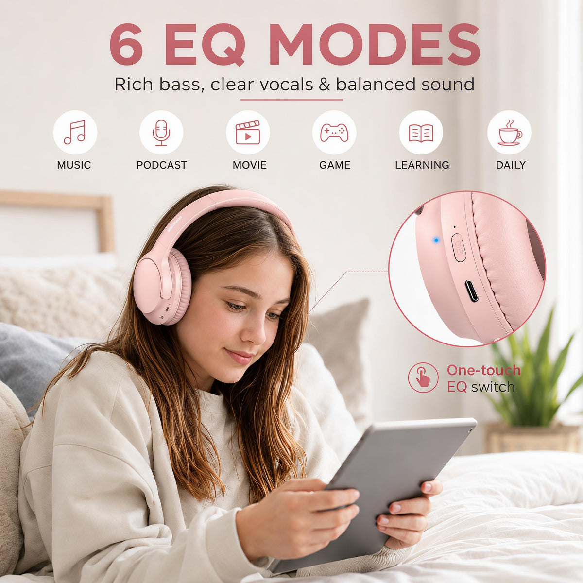 MIDOLA omnidirectional-mic pink enables hands-free calls and clear video chats