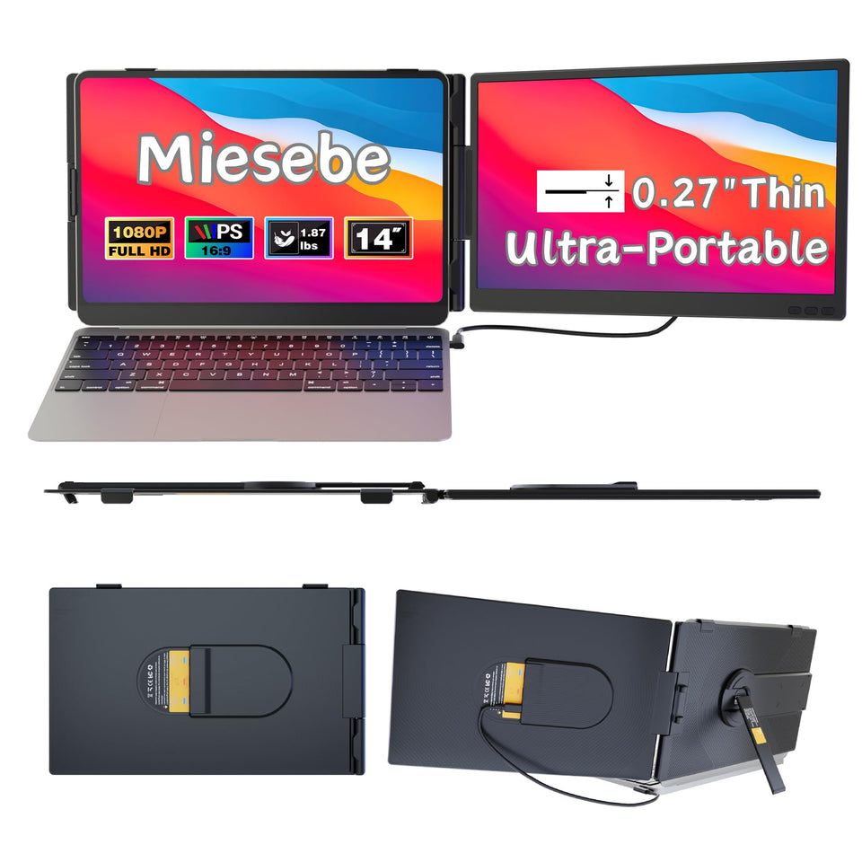 Miesebe 14in screen extender delivers crisp visuals for multitasking.