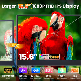 Miesebe 15.6-inch FHD triple screens deliver crisp visuals for on-the-go work.