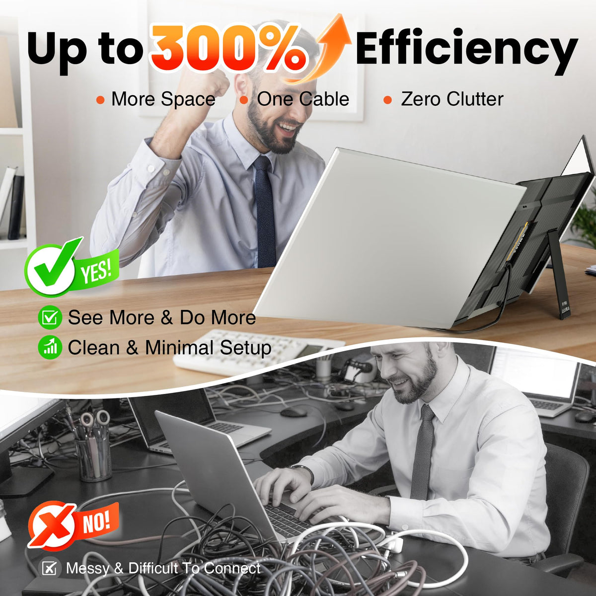 Miesebe boosts productivity with extended, mirror, and portrait modes for multitasking.